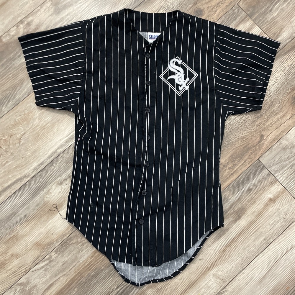 VINTAGE RARE CHALK LINE MADE IN USA CHICAGO WHITE SOX PINSTRIPE JERSEY IN SIZE S